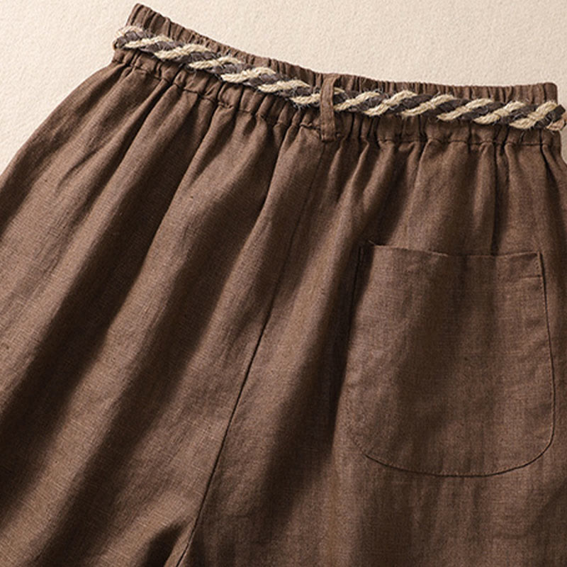 Breathable Cotton Linen Wide-Leg Meditation Shorts