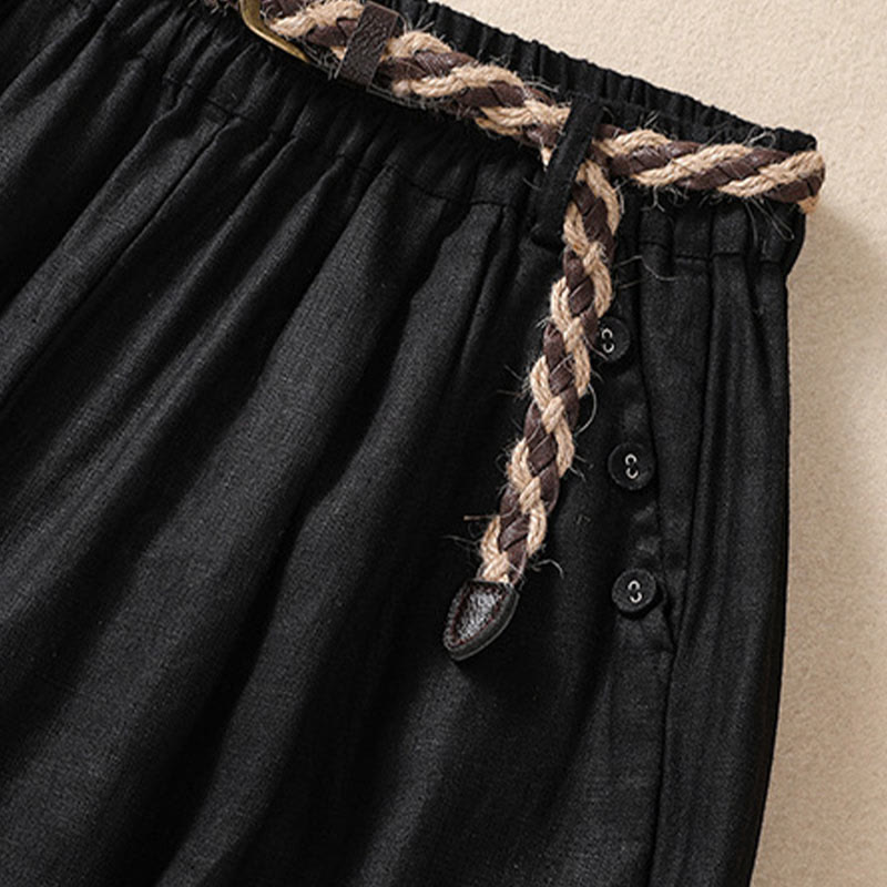 Breathable Cotton Linen Wide-Leg Meditation Shorts