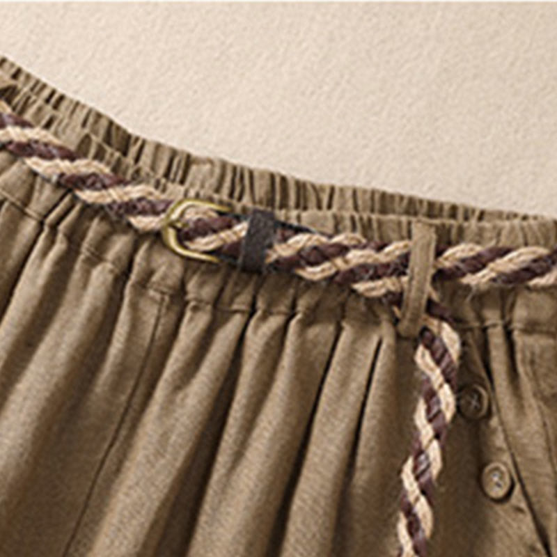 Breathable Cotton Linen Wide-Leg Meditation Shorts