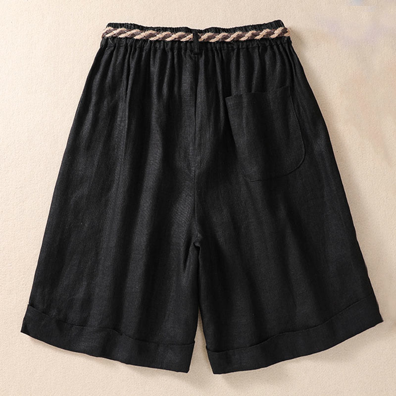 Breathable Cotton Linen Wide-Leg Meditation Shorts