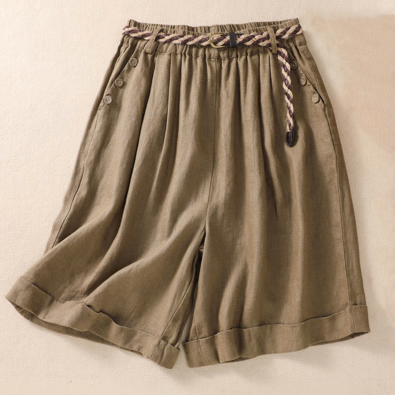 Breathable Cotton Linen Wide-Leg Meditation Shorts