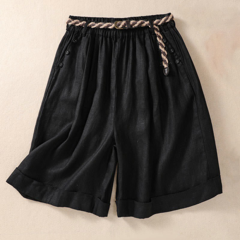 Breathable Cotton Linen Wide-Leg Meditation Shorts