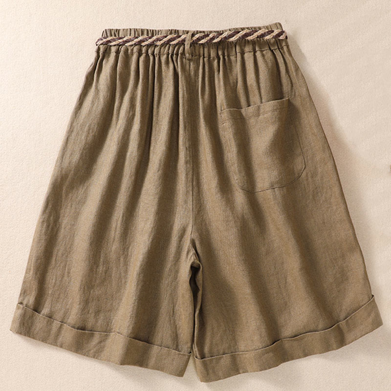 Breathable Cotton Linen Wide-Leg Meditation Shorts