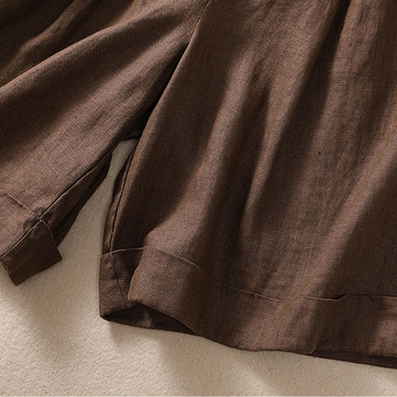 Breathable Cotton Linen Wide-Leg Meditation Shorts