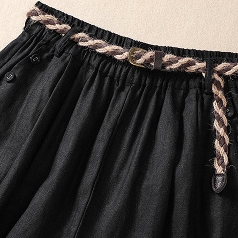 Breathable Cotton Linen Wide-Leg Meditation Shorts
