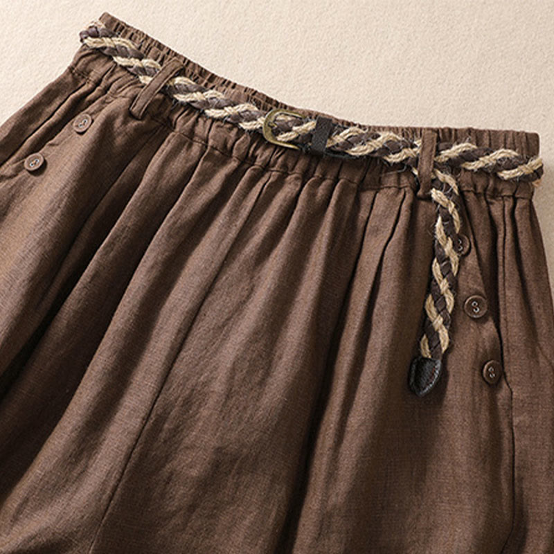 Breathable Cotton Linen Wide-Leg Meditation Shorts