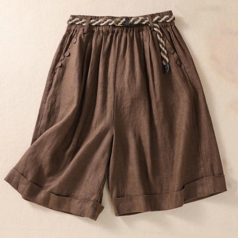 Breathable Cotton Linen Wide-Leg Meditation Shorts