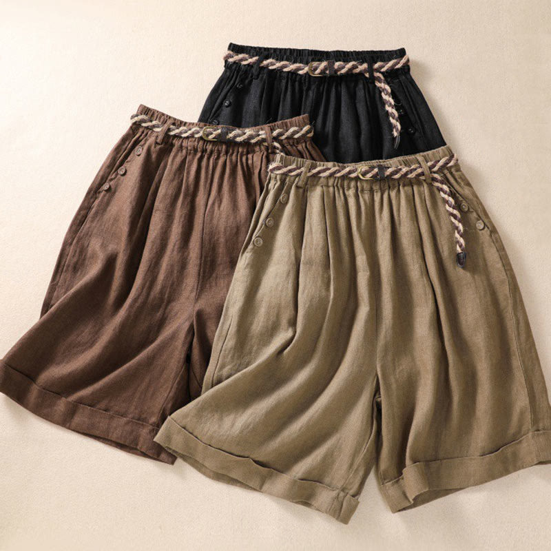 Breathable Cotton Linen Wide-Leg Meditation Shorts