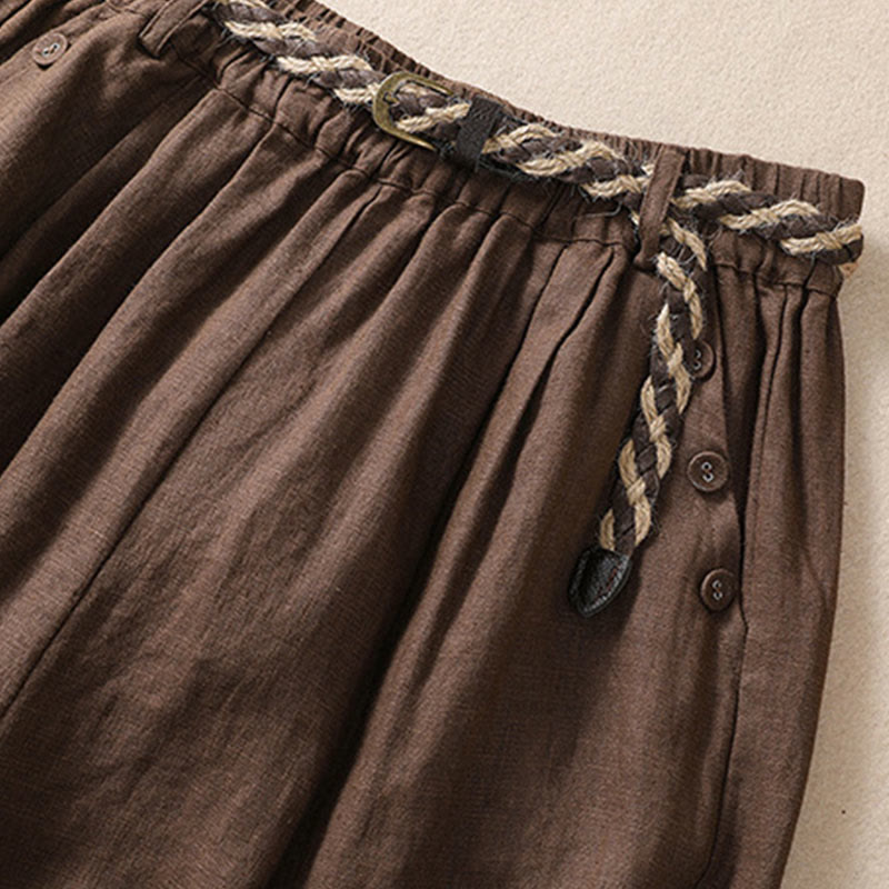 Breathable Cotton Linen Wide-Leg Meditation Shorts