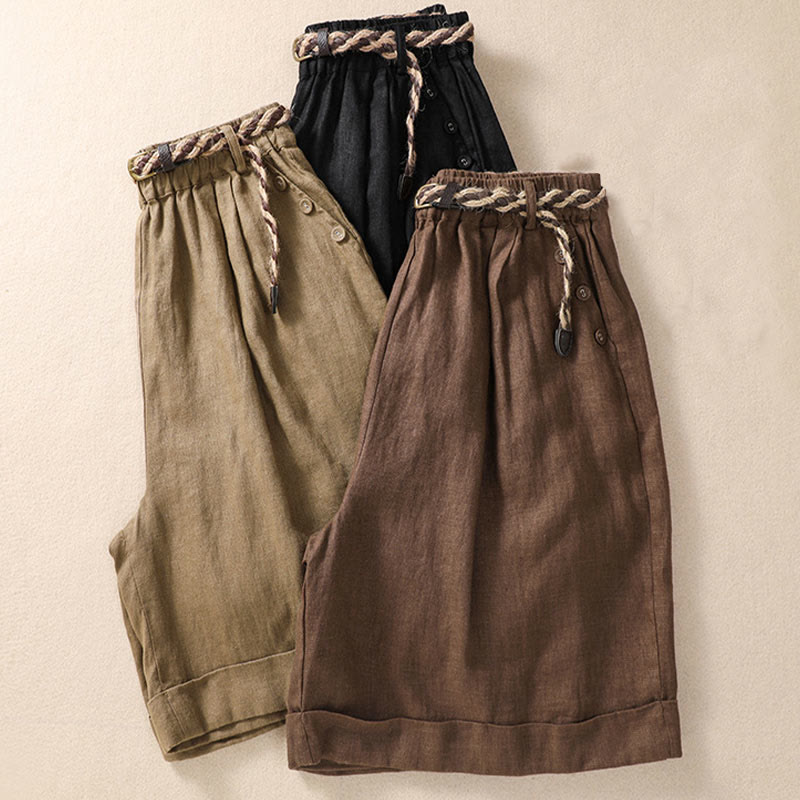 Breathable Cotton Linen Wide-Leg Meditation Shorts