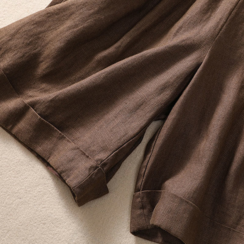Breathable Cotton Linen Wide-Leg Meditation Shorts