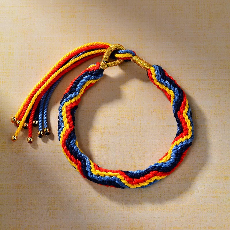 Hand-Woven Tibetan Colorful Red String Rope Bracelet - Adjustable Artisan Cord