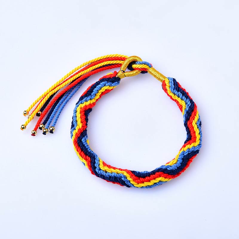 Hand-Woven Tibetan Colorful Red String Rope Bracelet - Adjustable Artisan Cord