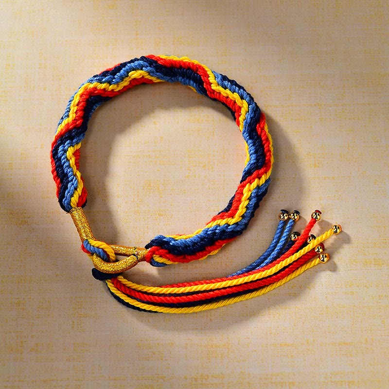 Hand-Woven Tibetan Colorful Red String Rope Bracelet - Adjustable Artisan Cord