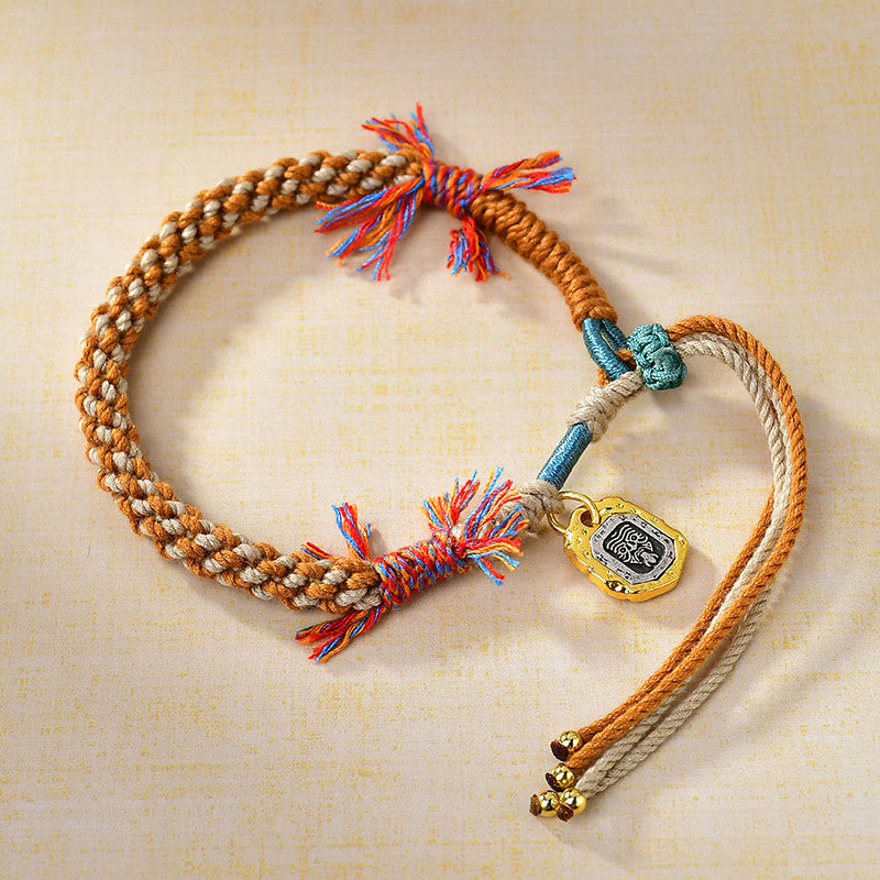 Tibetan Red String Adjustable Bracelet with Copper Zakiram Goddess Charm