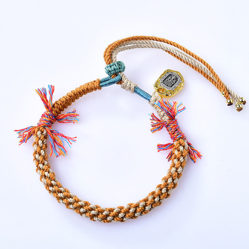 Tibetan Red String Adjustable Bracelet with Copper Zakiram Goddess Charm