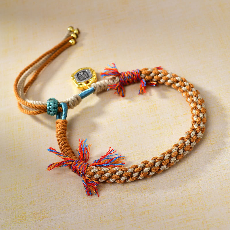 Tibetan Red String Adjustable Bracelet with Copper Zakiram Goddess Charm