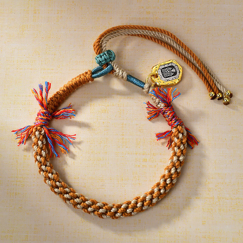 Tibetan Red String Adjustable Bracelet with Copper Zakiram Goddess Charm