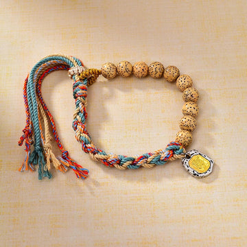 Tibetan Colored Rope Bodhi Seed Zakiram Goddess Of Wealth Adjustable Protection Bracelet