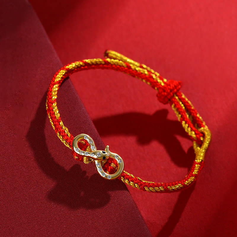 Braided Red String Mobius Snake Pendant Bracelet for Year of the Snake
