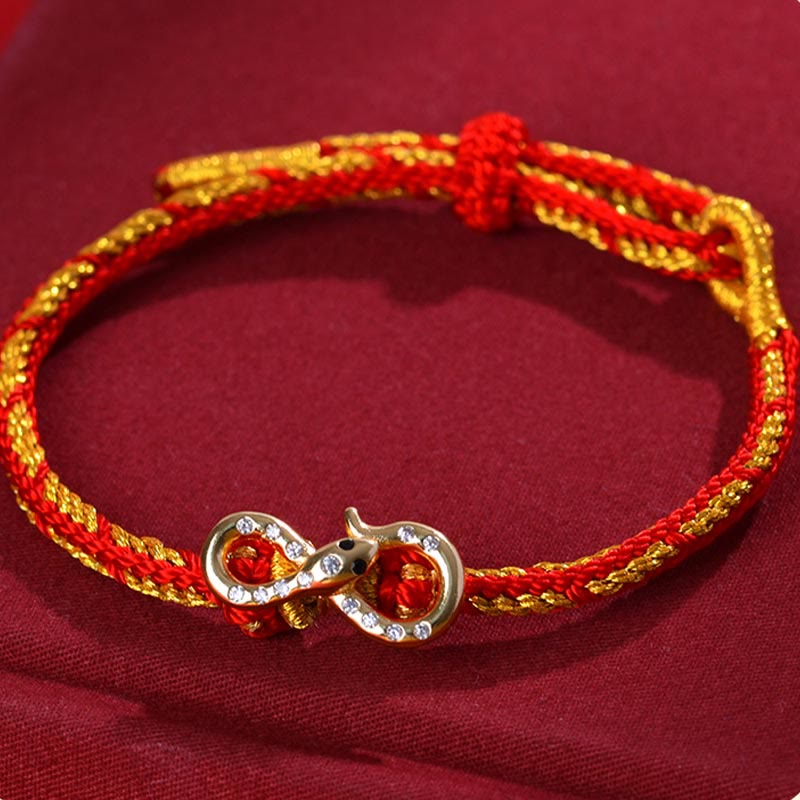 Braided Red String Mobius Snake Pendant Bracelet for Year of the Snake