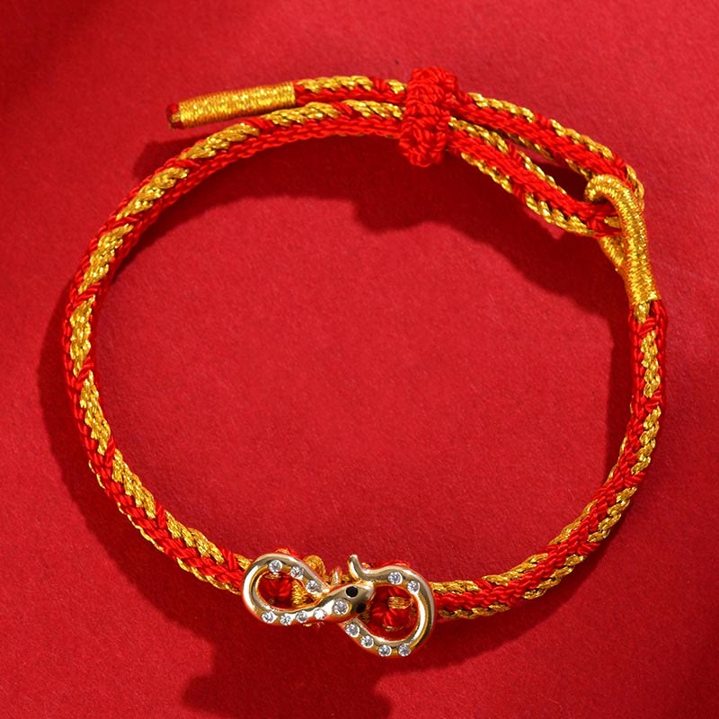 Braided Red String Mobius Snake Pendant Bracelet for Year of the Snake