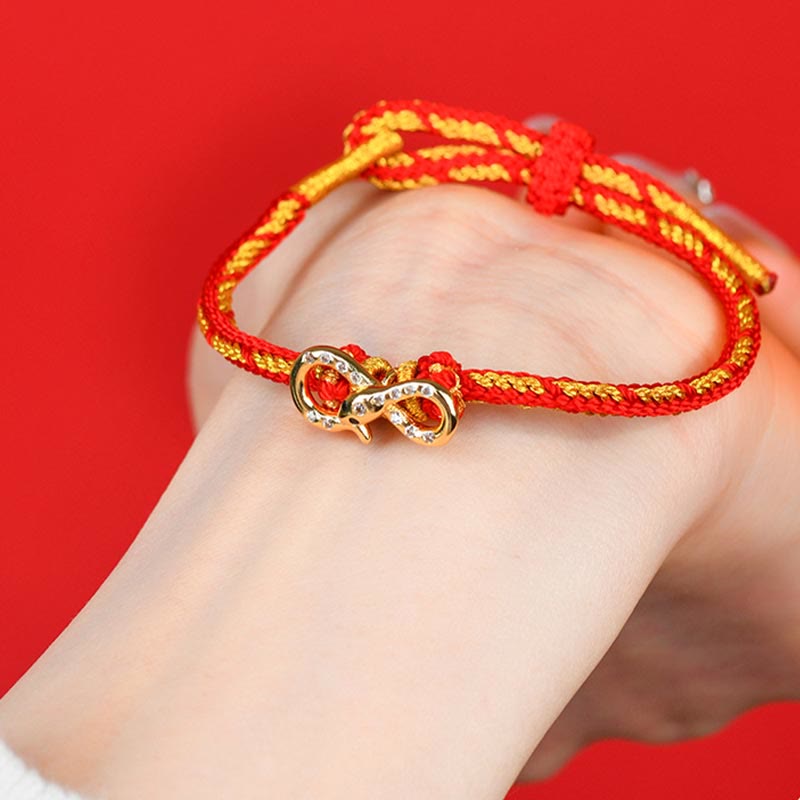 Braided Red String Mobius Snake Pendant Bracelet for Year of the Snake