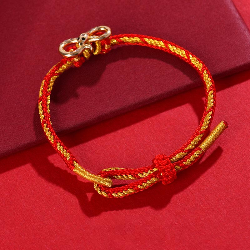 Braided Red String Mobius Snake Pendant Bracelet for Year of the Snake