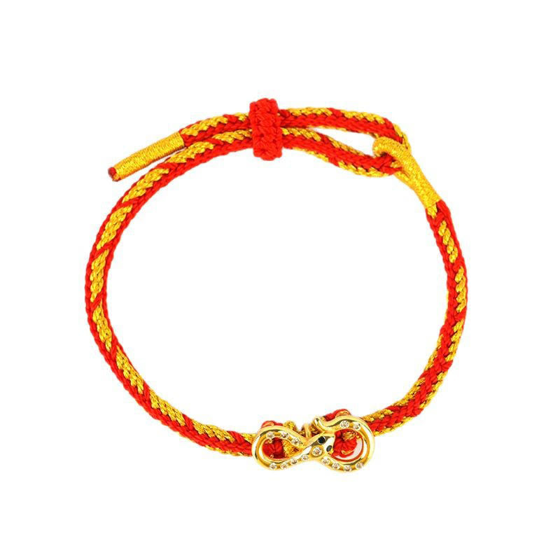 Braided Red String Mobius Snake Pendant Bracelet for Year of the Snake