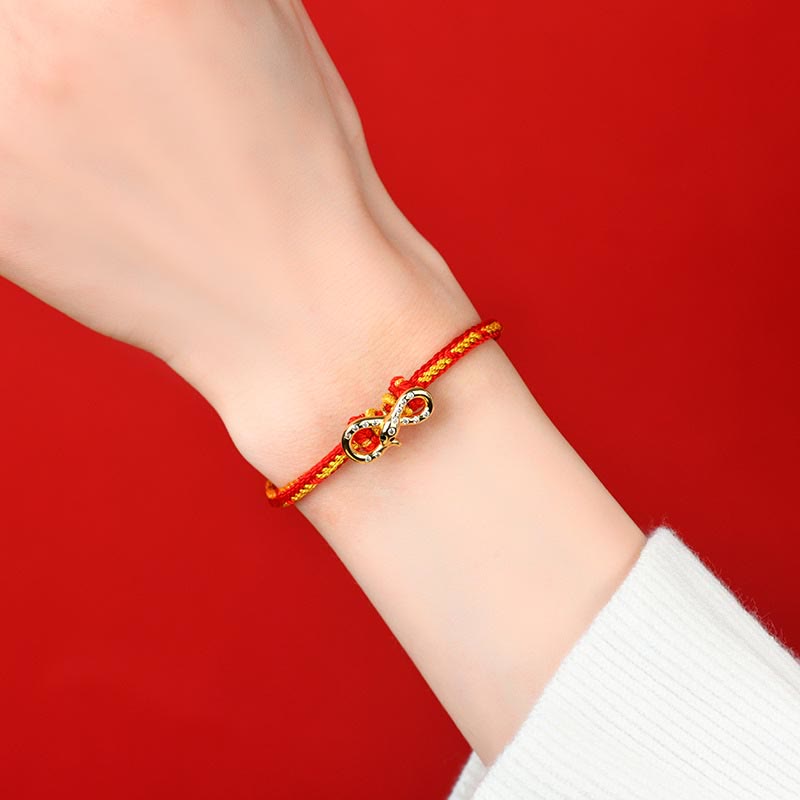 Braided Red String Mobius Snake Pendant Bracelet for Year of the Snake