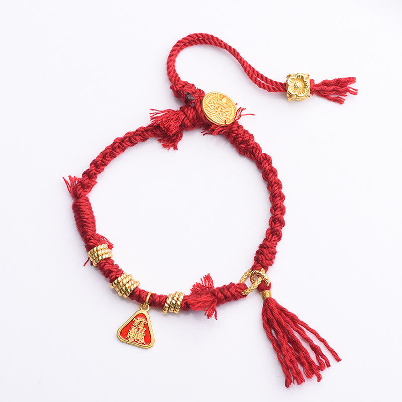 Tibetan String Zakiram Goddess Of Wealth Flower Tassel Protection Bracelet