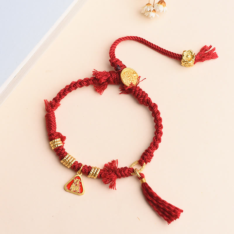 Tibetan String Zakiram Goddess Of Wealth Flower Tassel Protection Bracelet