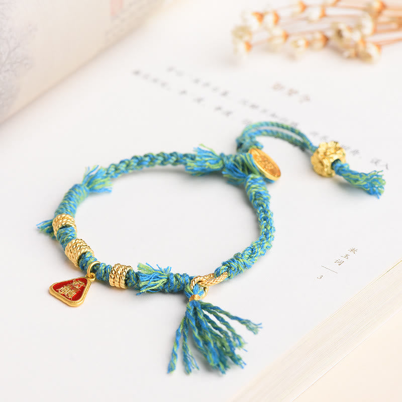 Tibetan String Zakiram Goddess Of Wealth Flower Tassel Protection Bracelet