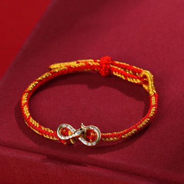 Braided Red String Mobius Snake Pendant Bracelet for Year of the Snake