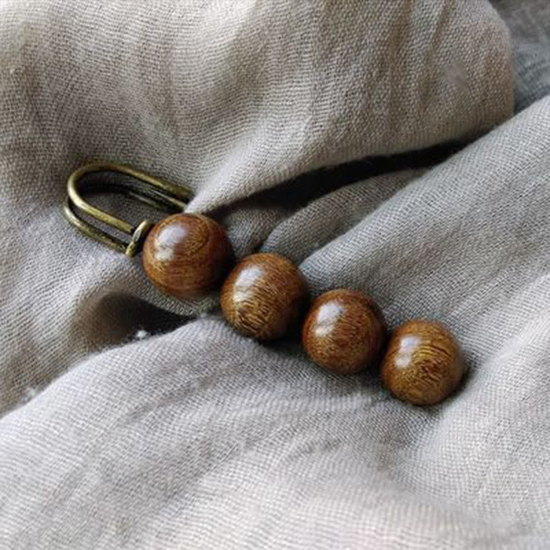 Vintage Sandalwood Agathis Alba Ebony Wood Peltogyne Beads Healing Brooch