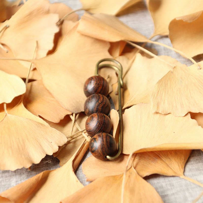 Vintage Sandalwood Agathis Alba Ebony Wood Peltogyne Beads Healing Brooch