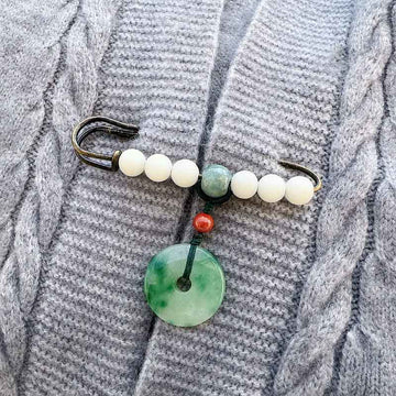 Bodhi Seed Jade Peace Buckle Luck Brooch