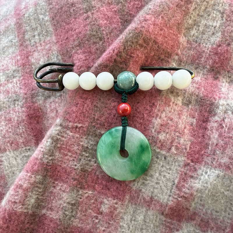 Bodhi Seed Jade Peace Buckle Luck Brooch