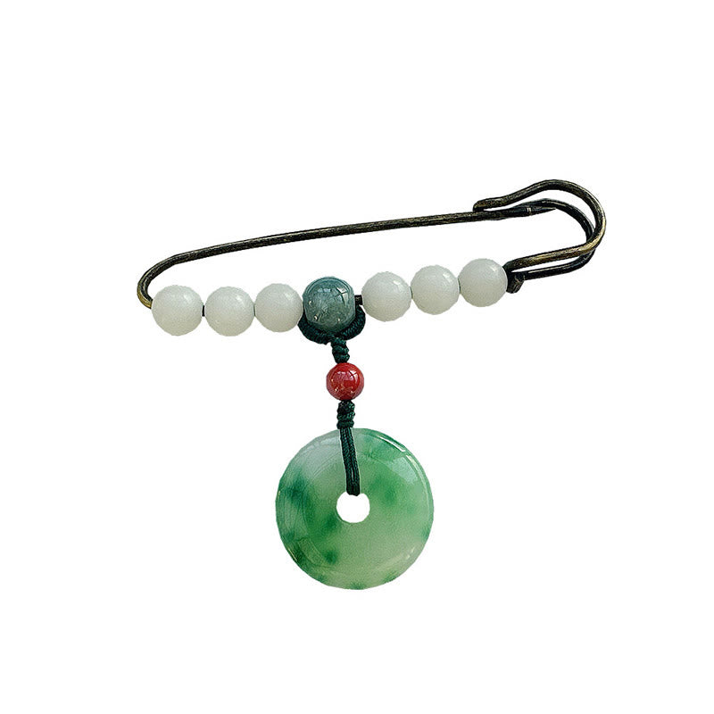 Bodhi Seed Jade Peace Buckle Luck Brooch
