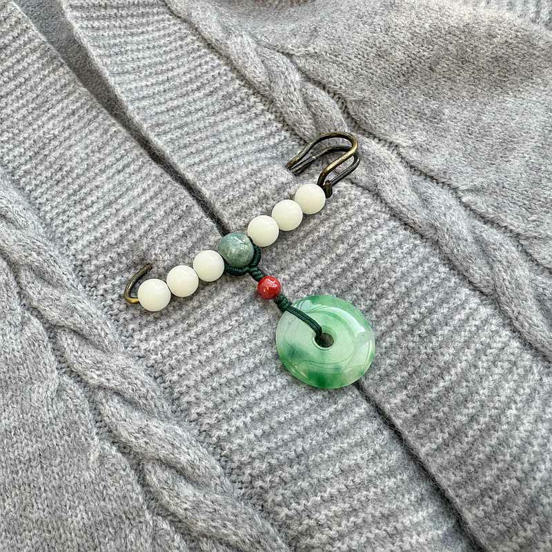 Bodhi Seed Jade Peace Buckle Luck Brooch