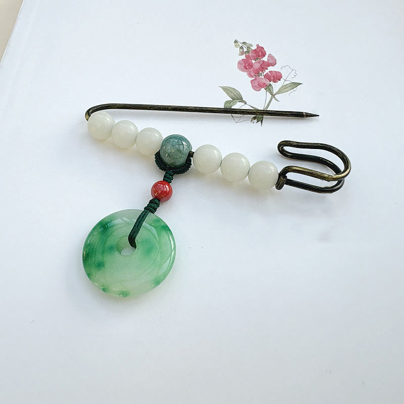 Bodhi Seed Jade Peace Buckle Luck Brooch