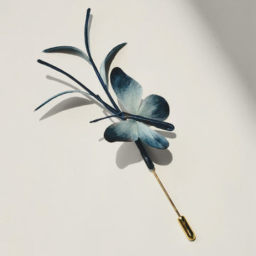 Handmade Velvet Flower Mulberry Silk Butterfly Brooch Hairpin