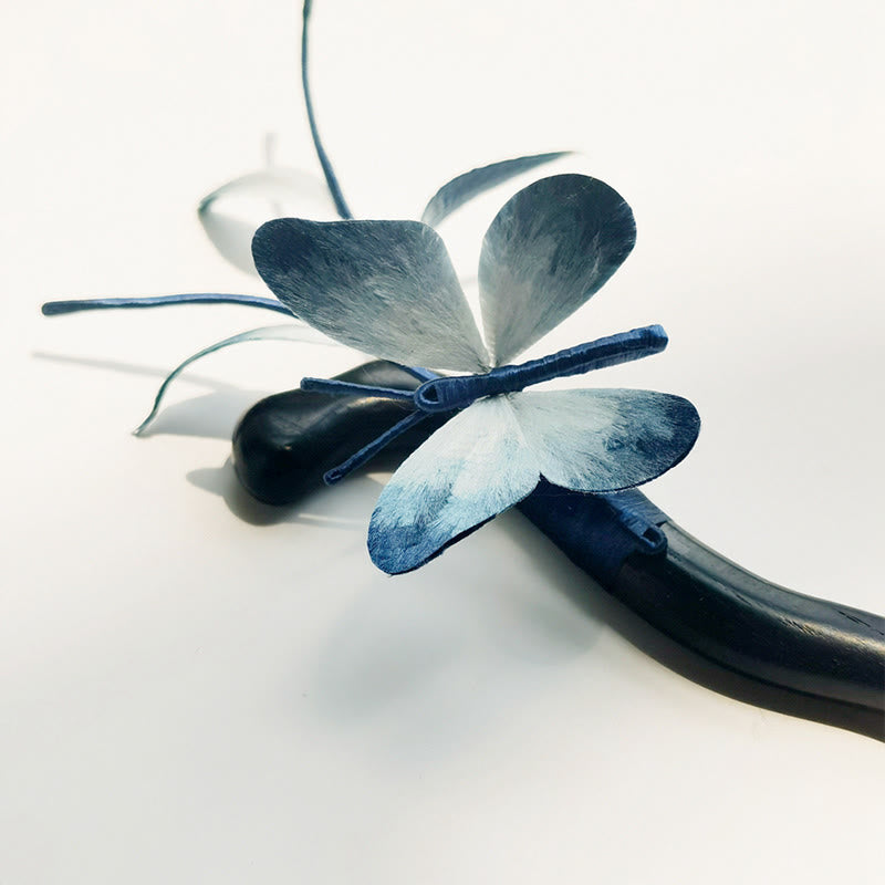 Handmade Velvet Flower Mulberry Silk Butterfly Brooch Hairpin