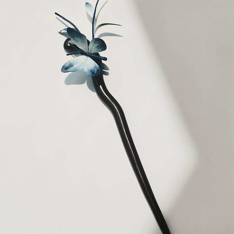 Handmade Velvet Flower Mulberry Silk Butterfly Brooch Hairpin