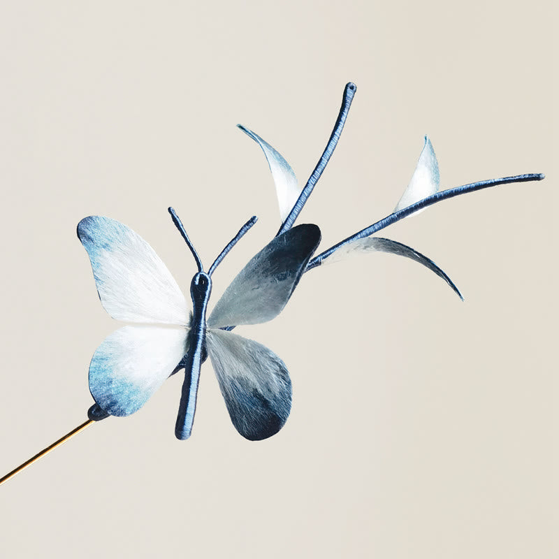 Handmade Velvet Flower Mulberry Silk Butterfly Brooch Hairpin