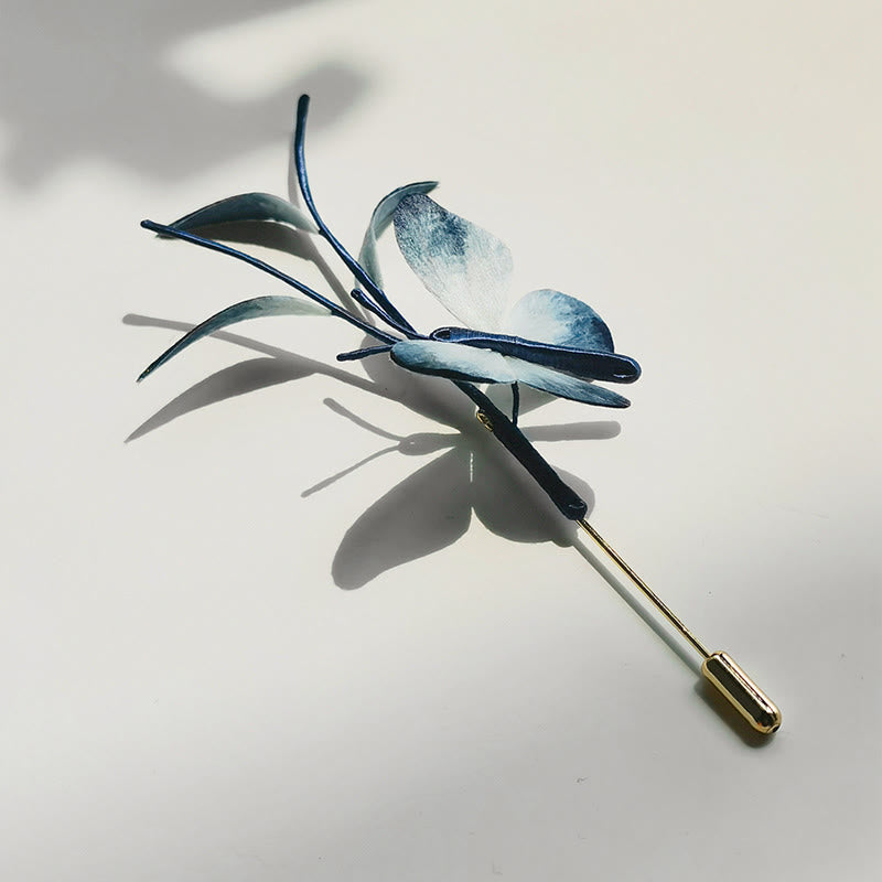 Handmade Velvet Flower Mulberry Silk Butterfly Brooch Hairpin