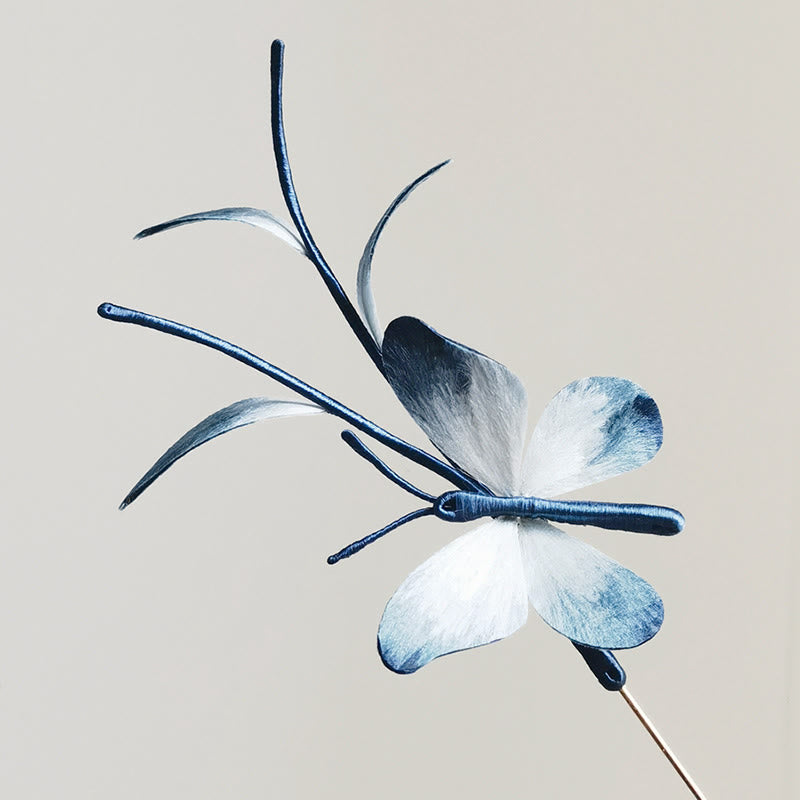 Handmade Velvet Flower Mulberry Silk Butterfly Brooch Hairpin