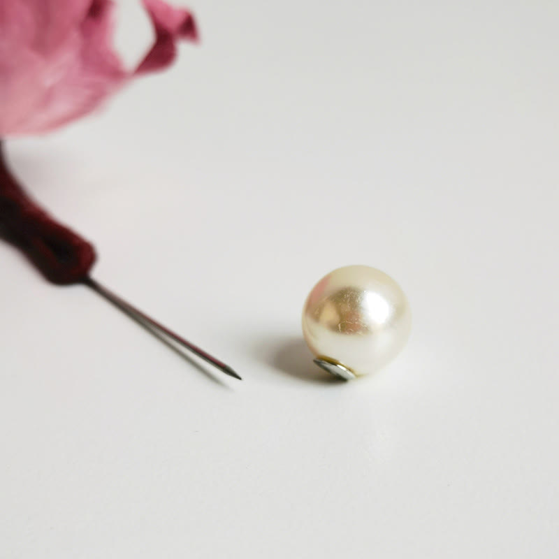 Handmade Velvet Flower Mulberry Silk Red Flower Brooch