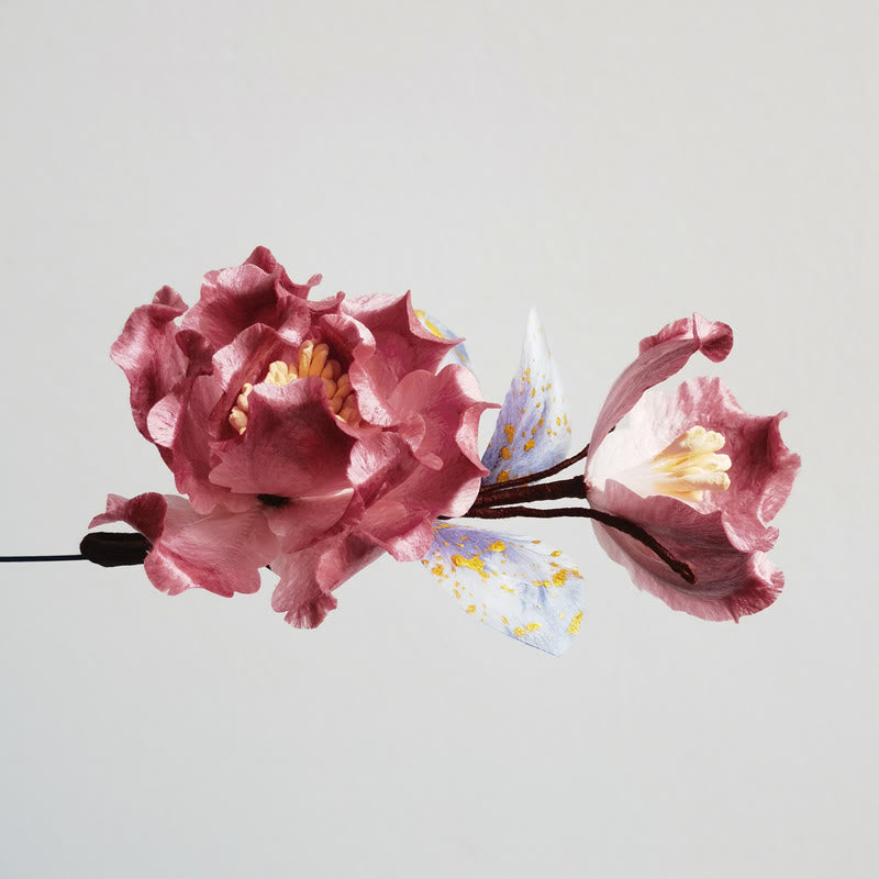 Handmade Velvet Flower Mulberry Silk Red Flower Brooch