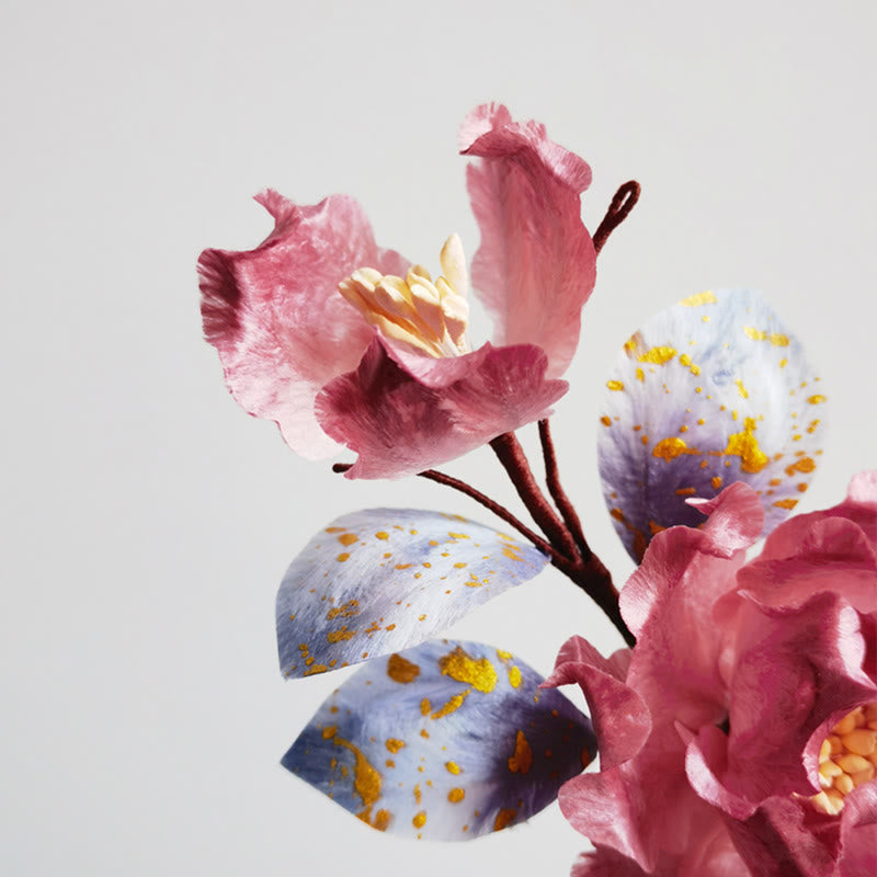 Handmade Velvet Flower Mulberry Silk Red Flower Brooch